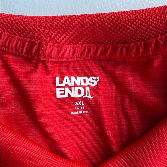 Lands’ End Men's Big 3XL Rapid Dry Tonal Stripe Polo‎ Shirt Rich Red - Picture 2 of 6